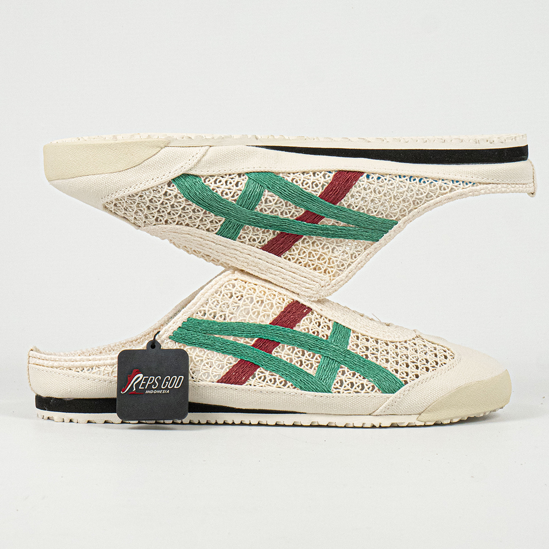 Sepatu Onitsuka Tiger Mexico 66 Sabot Cream Green Red Unisex Sneakers Casual Authentic - Image 4