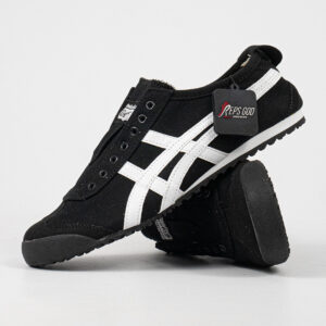 Sepatu Onitsuka Tiger Mexico 66 Slip On Black White Canvas Unisex Sneakers Casual Authentic