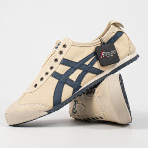 Sepatu Onitsuka Tiger Mexico 66 Slip On Cream Navy Canvas Unisex Sneakers Casual Authentic