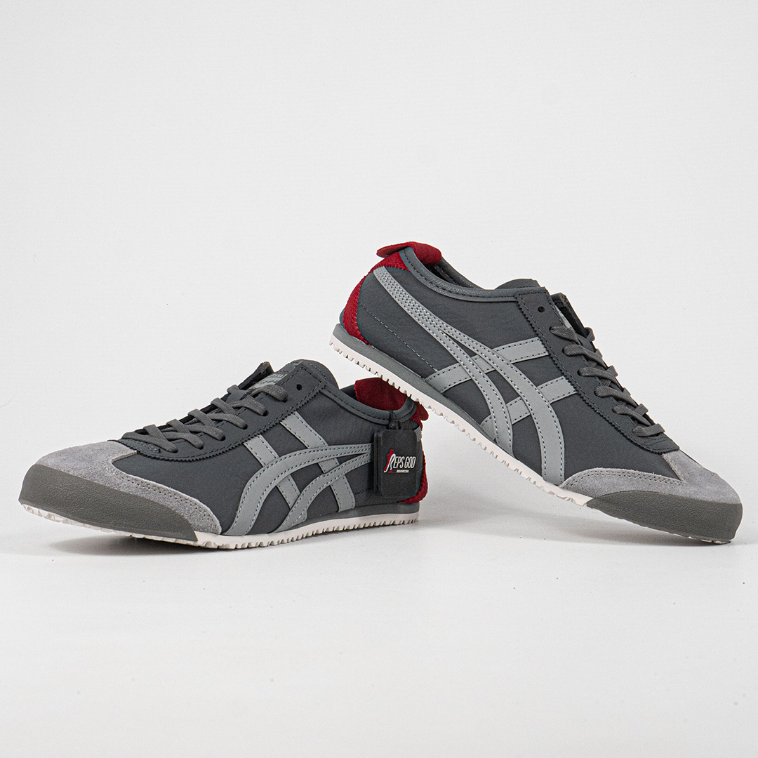 Sepatu Onitsuka Tiger Mexico 66 Suede Leather Grey Red Unisex Sneakers Casual Authentic - Image 5