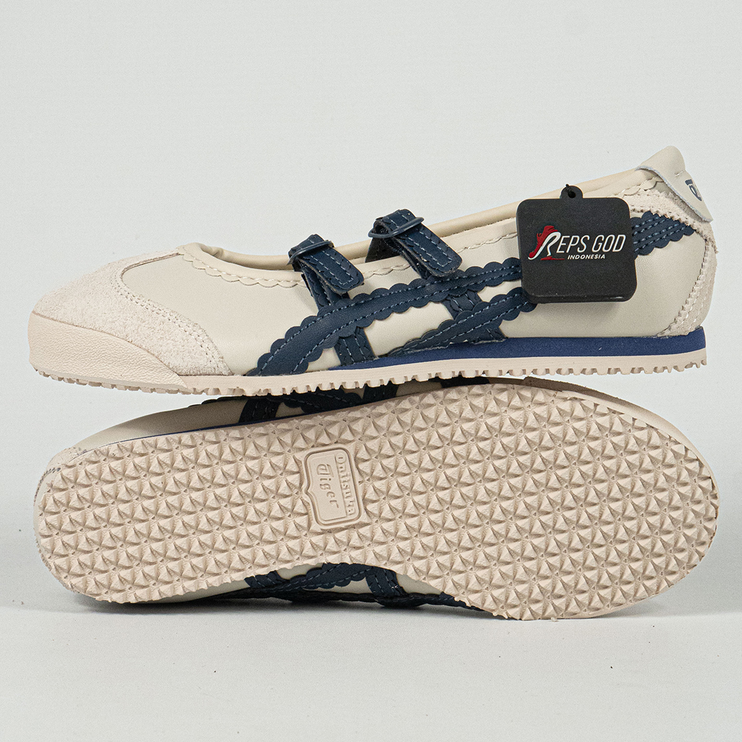 Sepatu Onitsuka Tiger Mexico TGRS TIGRESS Birch Peacoat Navy Unisex Sneakers Casual Authentic - Image 2