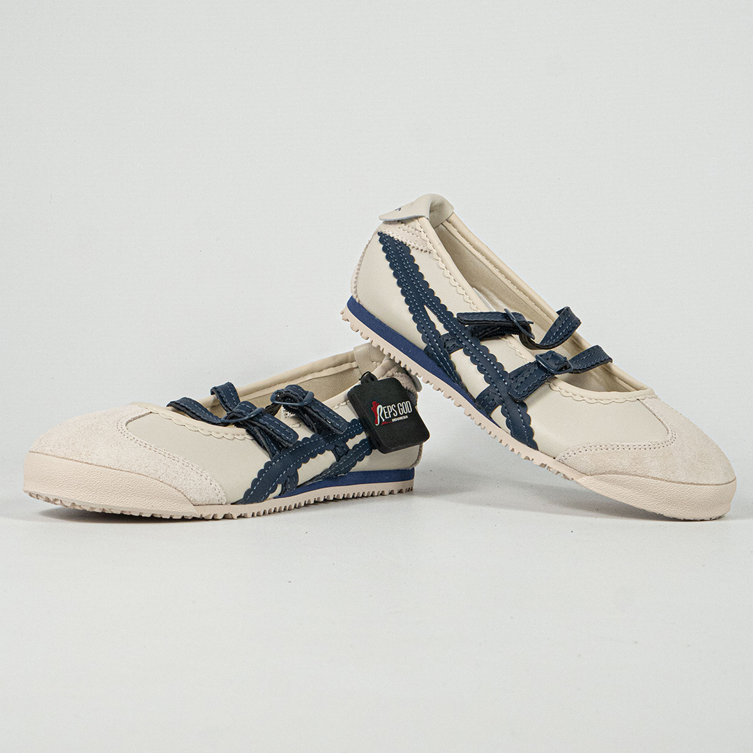 Sepatu Onitsuka Tiger Mexico TGRS TIGRESS Birch Peacoat Navy Unisex Sneakers Casual Authentic - Image 5