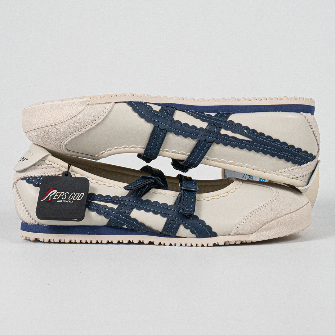 Sepatu Onitsuka Tiger Mexico TGRS TIGRESS Birch Peacoat Navy Unisex Sneakers Casual Authentic - Image 4