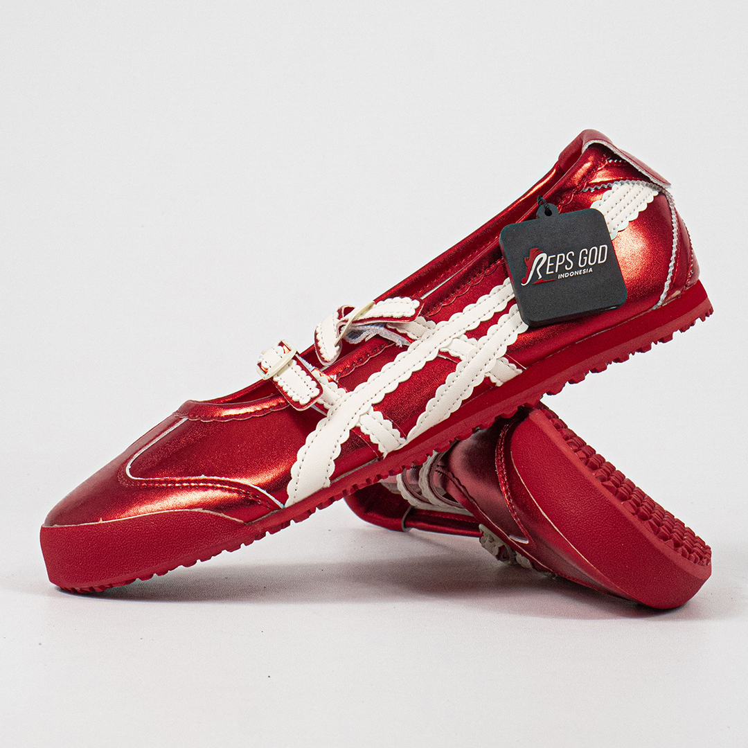 Sepatu Onitsuka Tiger Mexico TGRS TIGRESS Classic Red Cream Unisex Sneakers Casual Authentic