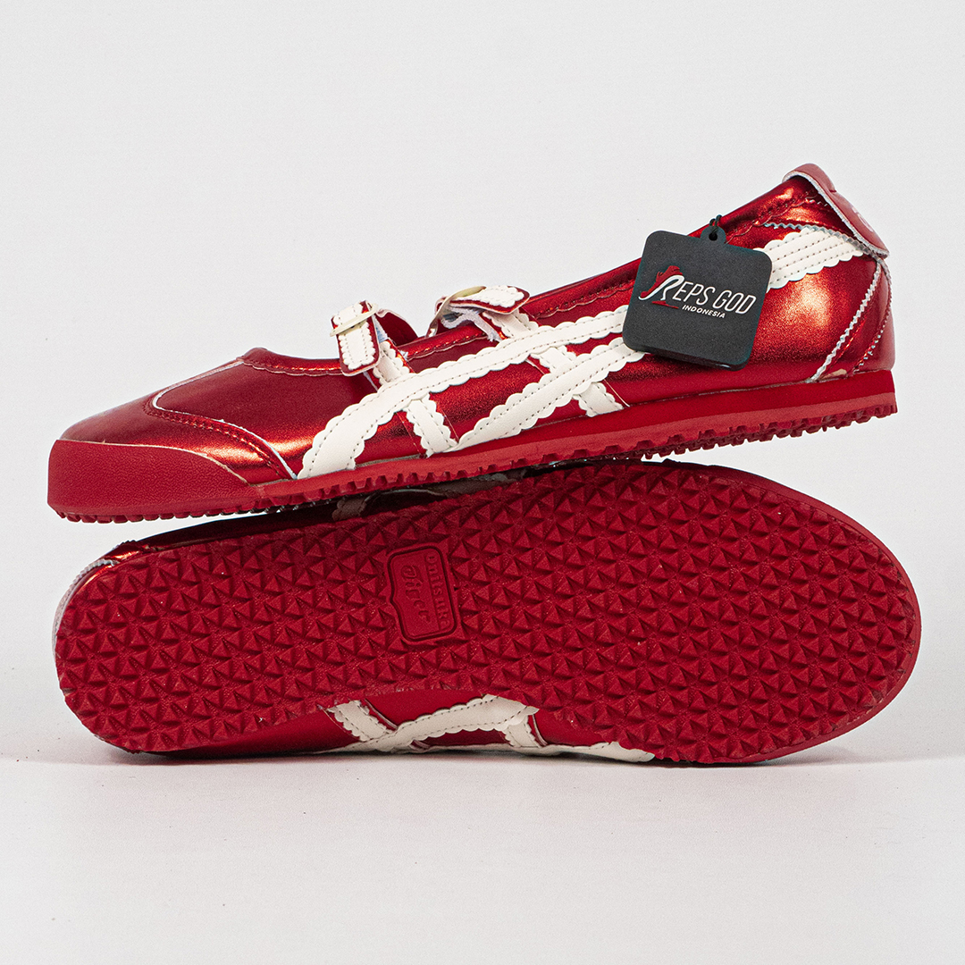 Sepatu Onitsuka Tiger Mexico TGRS TIGRESS Classic Red Cream Unisex Sneakers Casual Authentic - Image 2