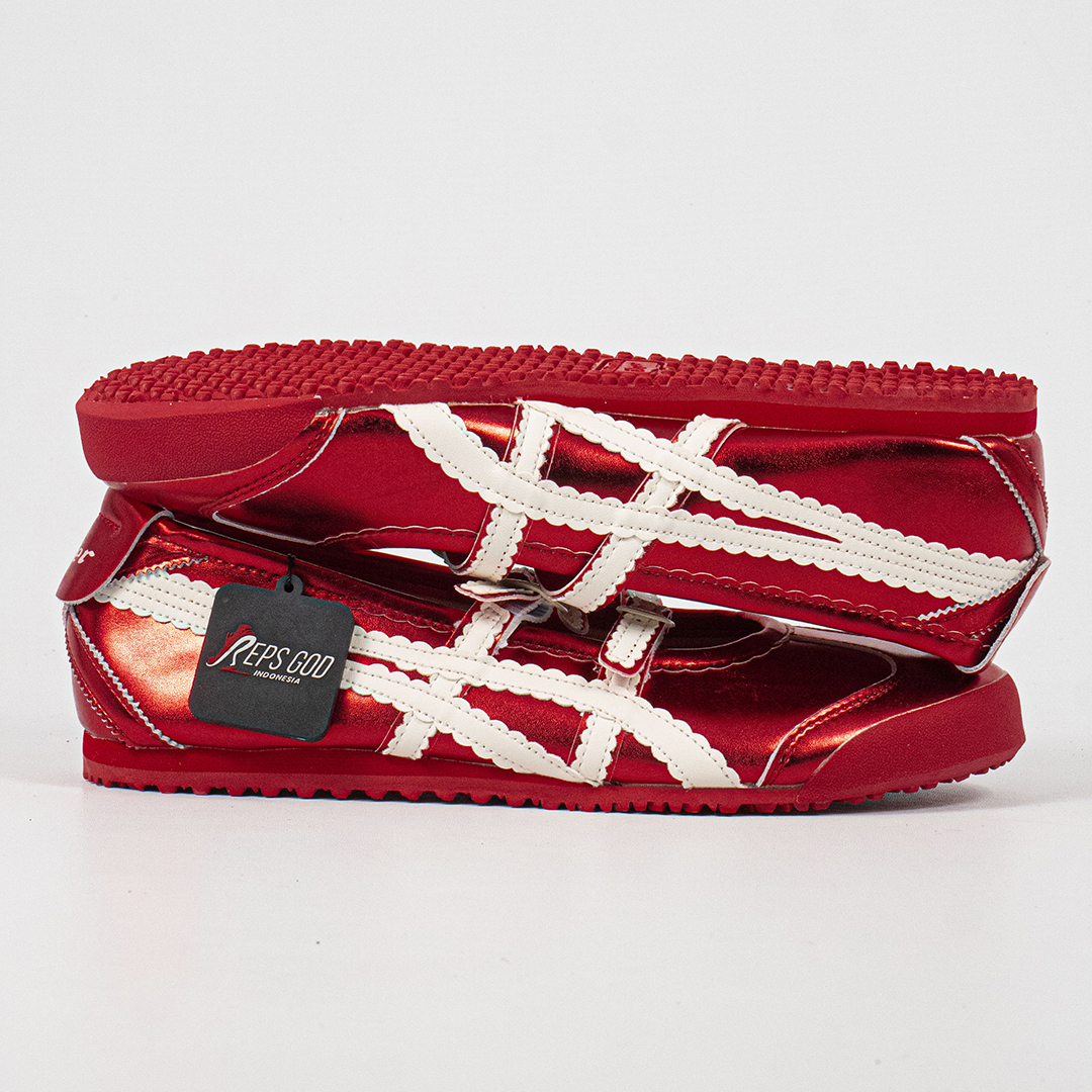 Sepatu Onitsuka Tiger Mexico TGRS TIGRESS Classic Red Cream Unisex Sneakers Casual Authentic - Image 4