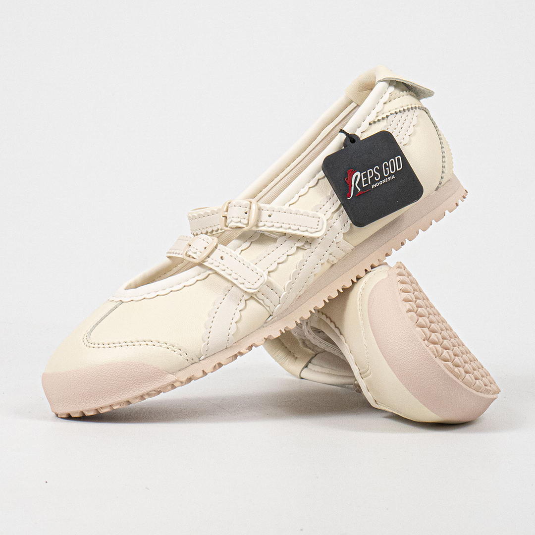 Sepatu Onitsuka Tiger Mexico TGRS TIGRESS Ivory Cream Beige Unisex Sneakers Casual Authentic