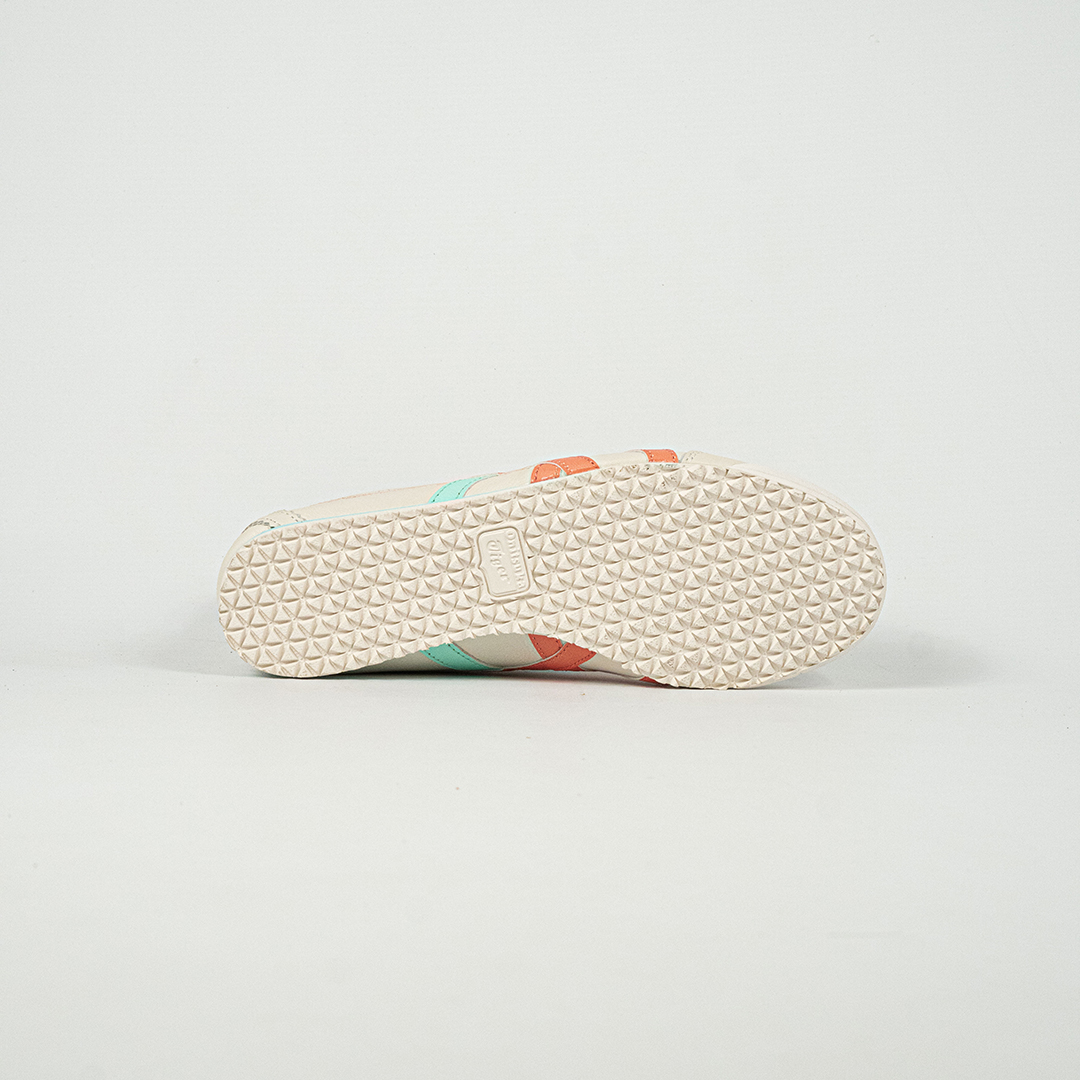 Sepatu Onitsuka Tiger Mexico 66 Slip On Leather White Aqua Orange Unisex Sneakers Casual Authentic - Image 3