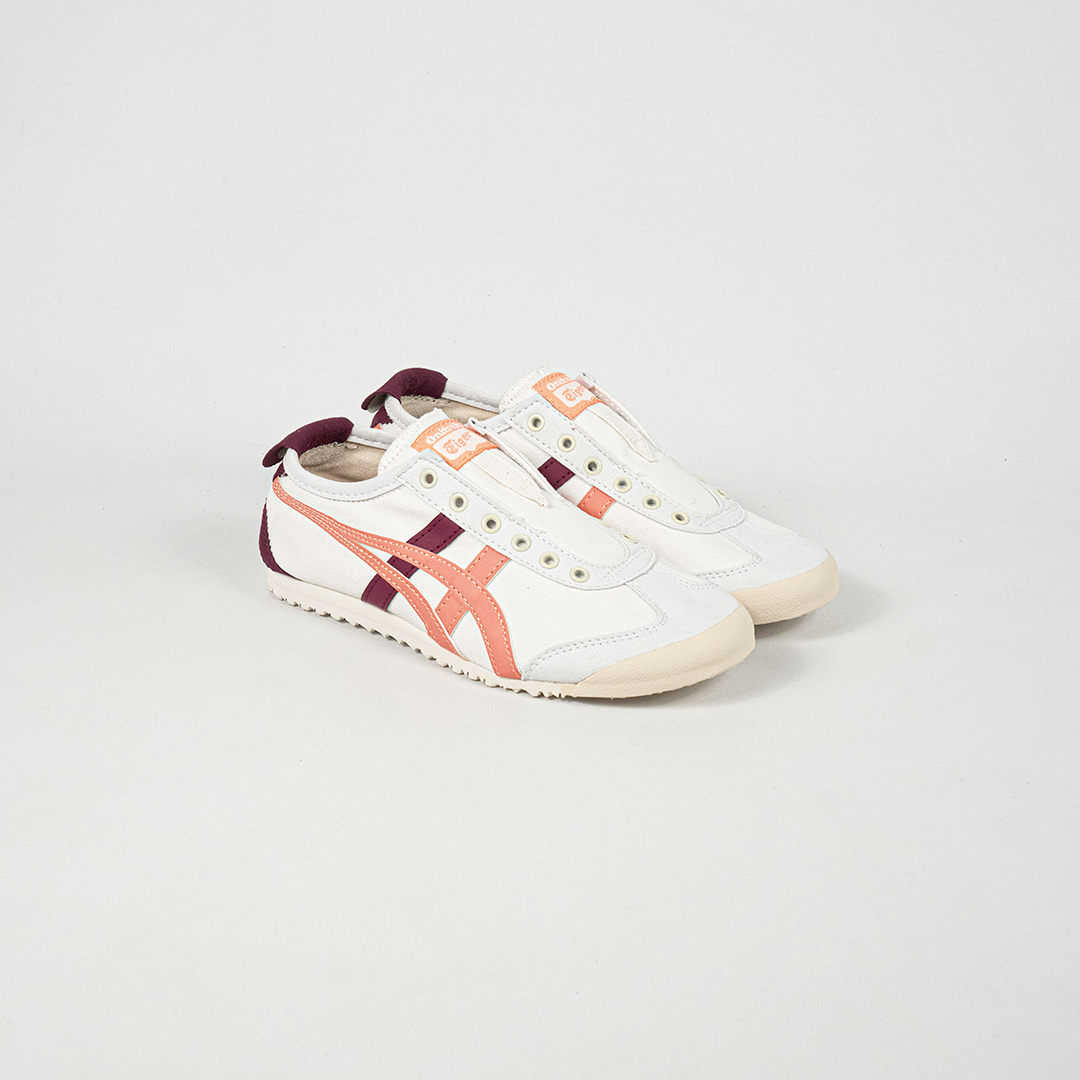 Sepatu Onitsuka Tiger Mexico 66 Slip On White Burgundy Orange Canvas Unisex Sneakers Casual Authentic - Image 5