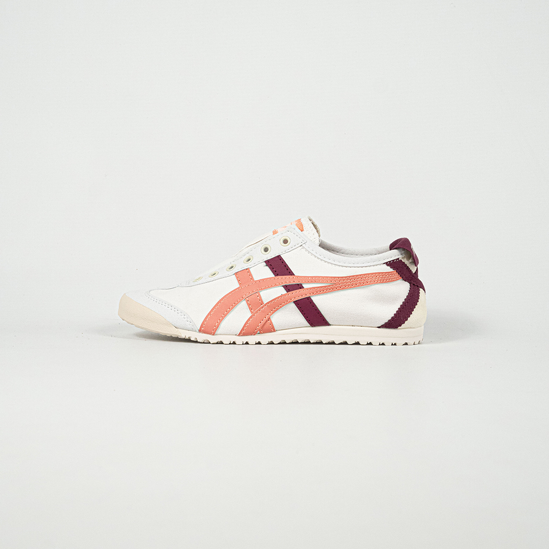 Sepatu Onitsuka Tiger Mexico 66 Slip On White Burgundy Orange Canvas Unisex Sneakers Casual Authentic - Image 2
